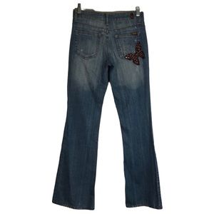 BONGO Y2K flared jeans with embroidered butterfly patch rhinestones embellished